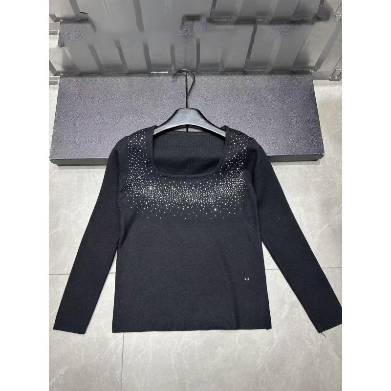 European Style Rhinestone Embellished Long Sleeve Knit Top - 2026 Autumn/Winter Collection