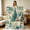 Soft Warm Flannel Blanket with Vintage Christmas Winter Village Print All Season Cozy Throw Blanket for Couch Bed Living Room Office Home Decor