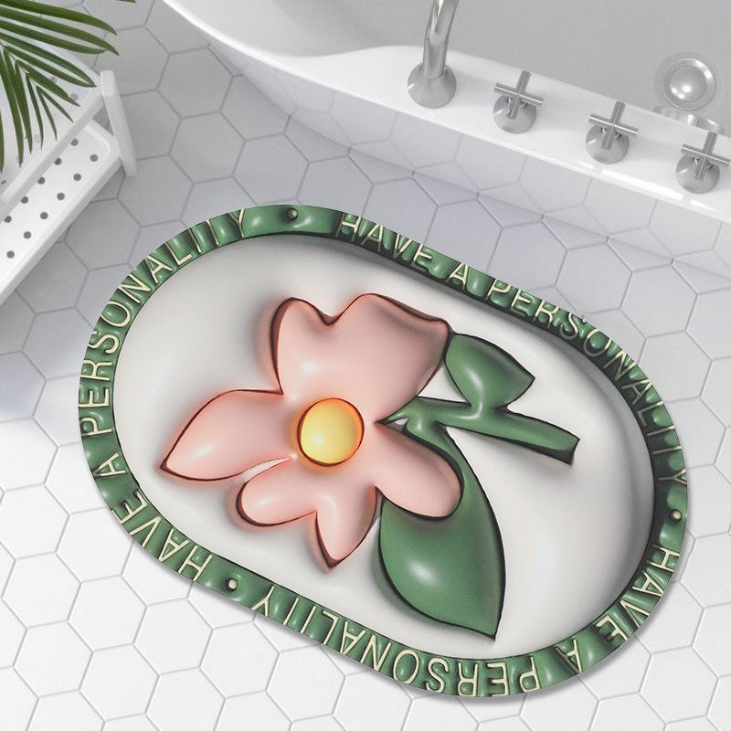New Cartoon Smiley Face 3D Expansion Bubble Visual Stereo Drain Mat Toilet Kitchen Bathroom Non-slip Quick Dry