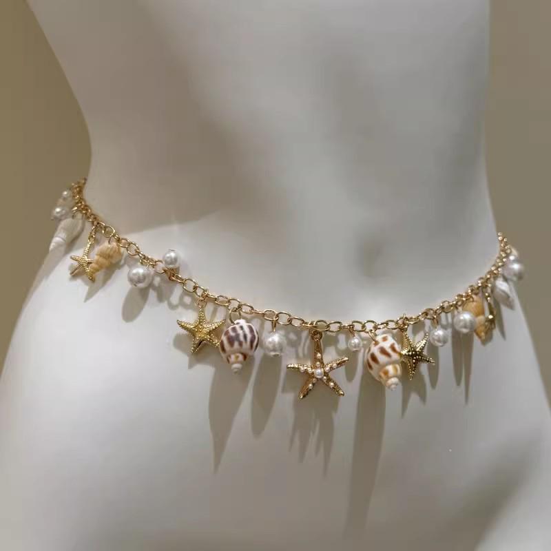 Pearl Seashell Tassel Waist Chain - Women's Beach Vacation Belt Accessory