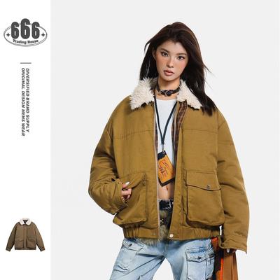 N-52TRW American Trendy Lambswool Lapel Jacket Unisex Cotton Winter Coat MF121