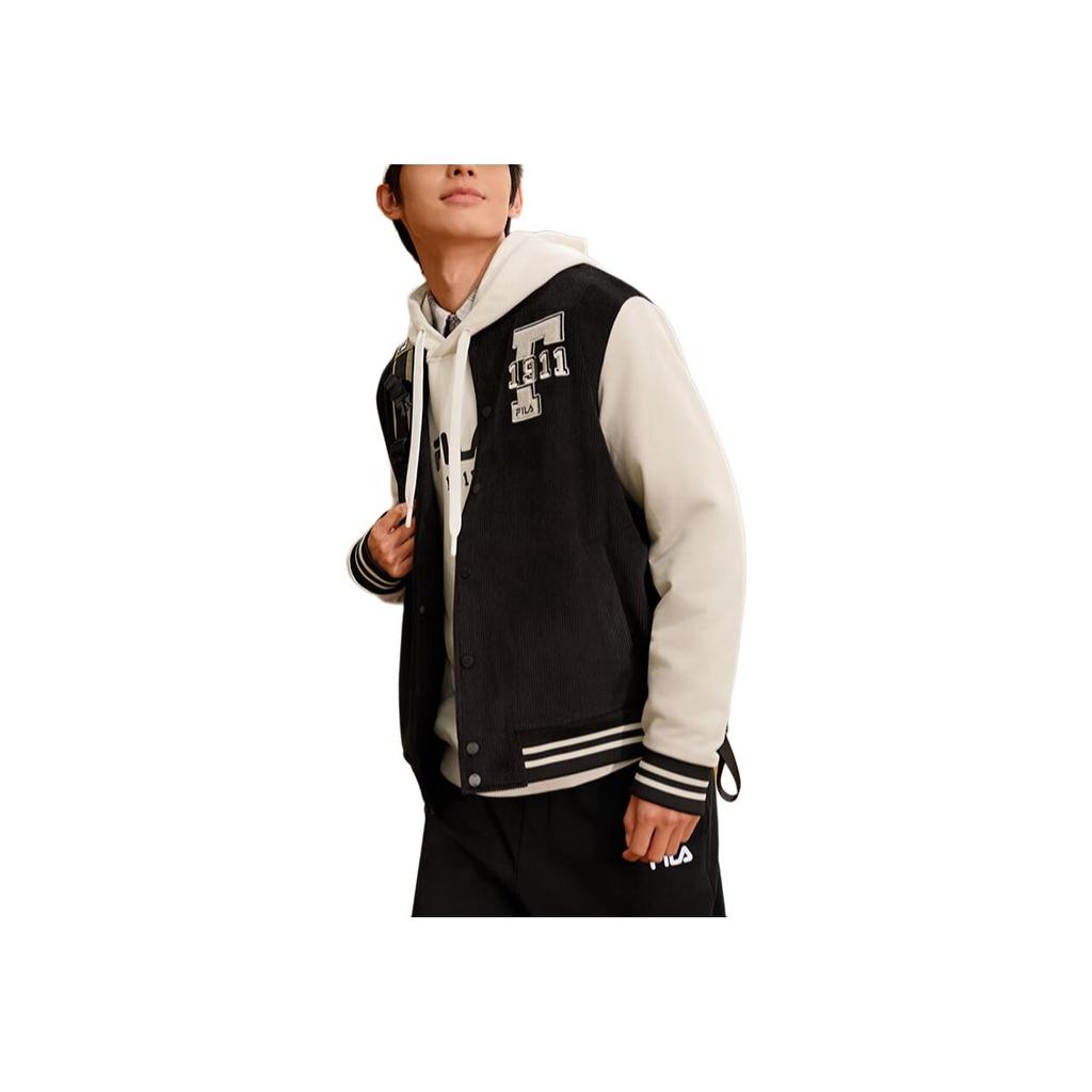 New FILA FW24 Baseball Jacket Men's Jet Black F51M449501F-BK