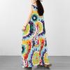 DIMANAF 2026 Women Plus Size Summer Beach Lady Long Dress Clothing Vest Sleeveless Vintage Loose Oversize Maxi Print Sundress