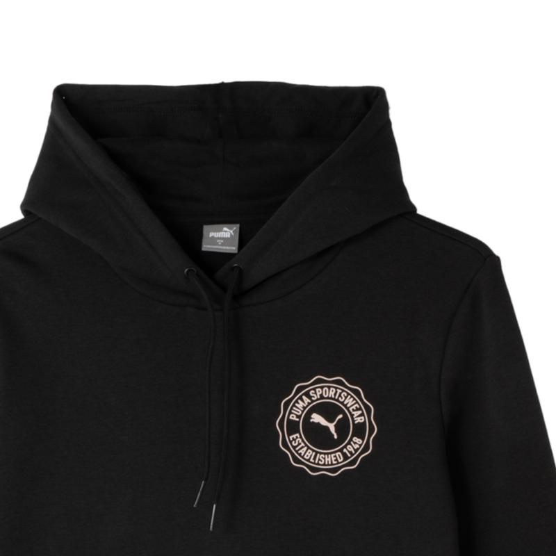Puma Retro Casual Hooded Pullover Long Sleeve Sweatshirt Women Sweatshirt Black 686063-01