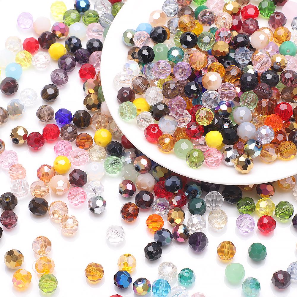 32 Colorful Crystal Glass Football Beads for DIY Jewelry and Phone Chains