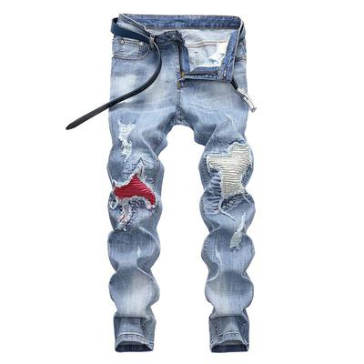 Cartoden Plus Size Denim Patched and Distressed Unique Street Long Super Stretch Cotton Slim T9703 Patched Jeans, Men's Pants, Jeans, Style, Pants,