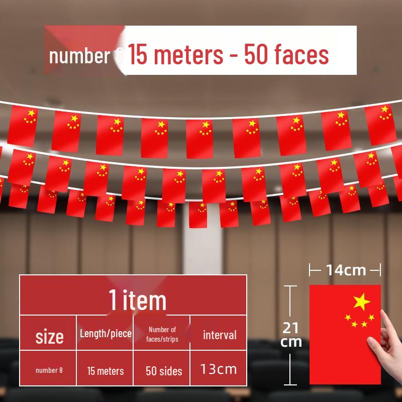 Small Five-Star Red Flag Banner for National Day Decoration