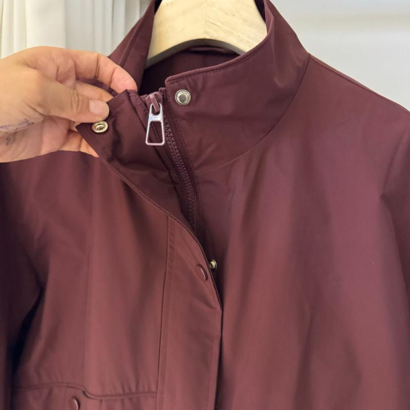 Kort Lange Mouw Dames Veelzijdig Mode Casual Effen Kleur Opstaande Kraag Los Jasje Top