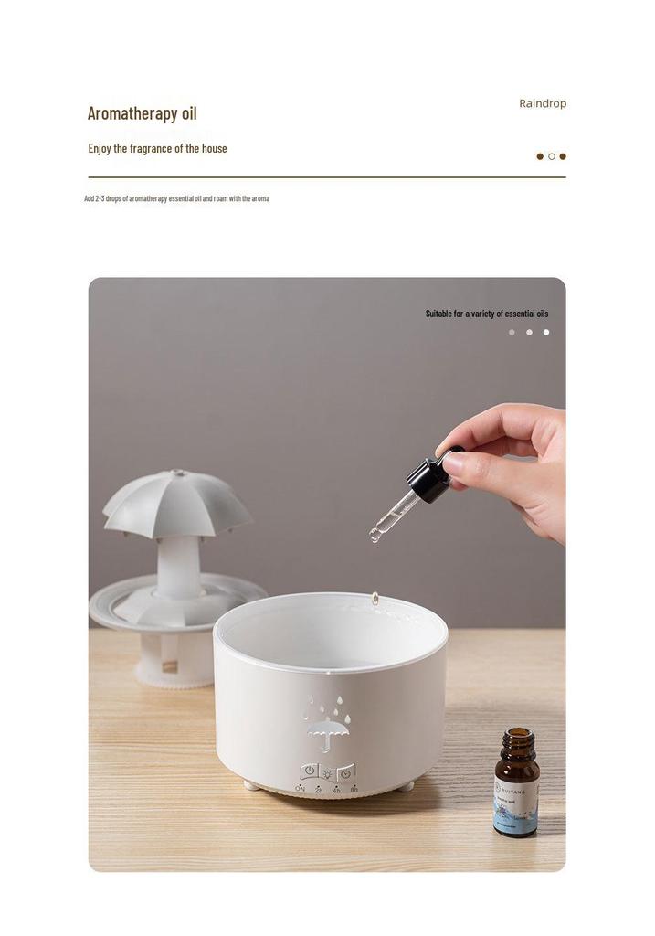 Rotating Umbrella Aroma Diffuser: Large Mist Humidifier with Seven-Color Lights & Remote Control