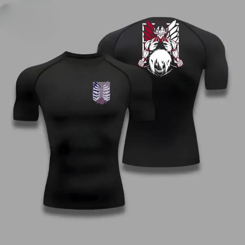 ErenYeager Oblečení Fitness Kompresní Běžecké Tričko Pánské Topy Netopýří Potisk Pánské Rychleschnoucí Posilovna Sportovní Oblečení Dresové Tričko pro Muže