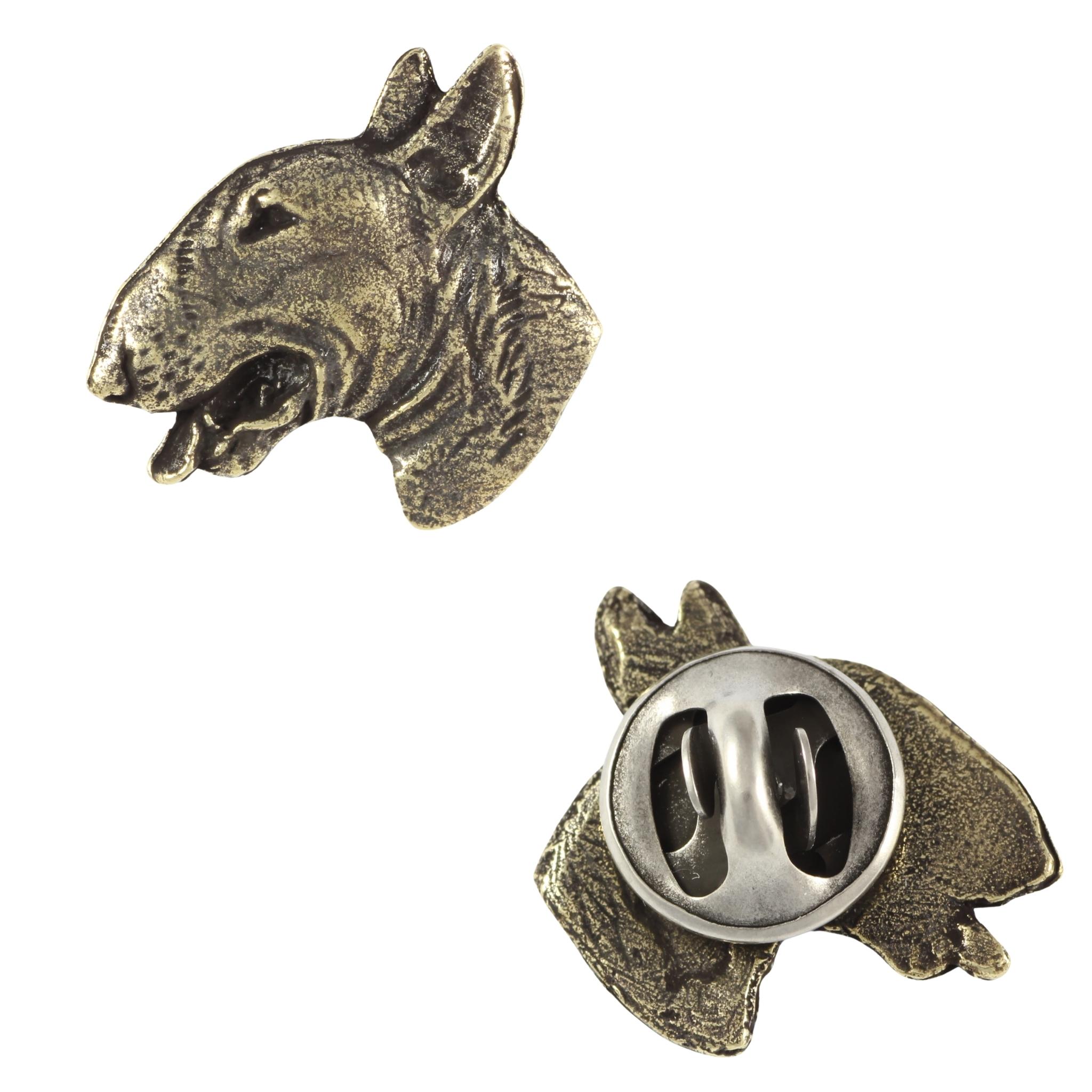 

Bull Terrier, Bully III - Silver-plated dog brooch, elegant pin, jacket lapel decoration by Art-Dog brand срібний