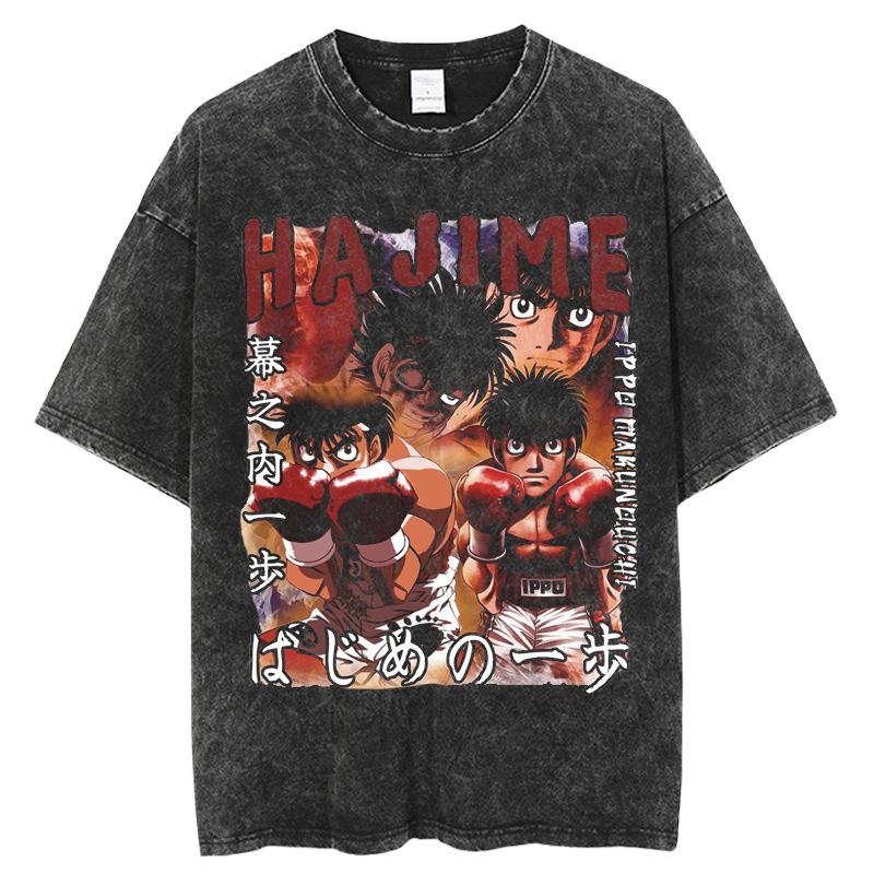 Japanese Anime Hajime No Ippo T Shirt Men Women Vintage Wash S
