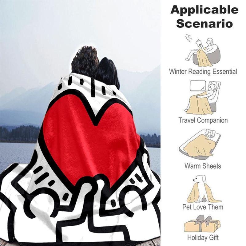 1pc Blanket Keith Haring Ascending2 Print Design, Lightweight Blanket for Sofa, Bed- Soft &Warm, Gift for All Seasons like Christmas, Halloween