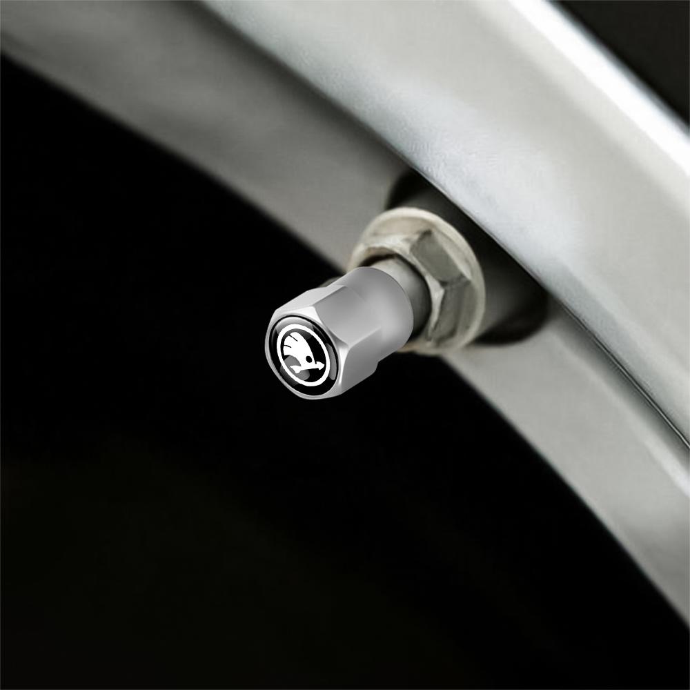 4Pcs Car Wheel Tire Valve Stem Caps Airtight Cover Tyre Accessories For Skoda S Fabia Rapid Superb Octavia A5 2 Kodiaq Scala VRS Xknp33