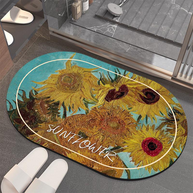 Oval Shaped Floor Mat Kitchen Carpet Bathroom Entrance Bathroom Dirt Resistant Mat Floor Mat