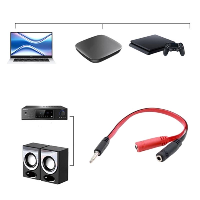 3.5MM Headphone Microphone Splitter Cable 20CM Flat Design for Laptop Desktop Auditory Adapter