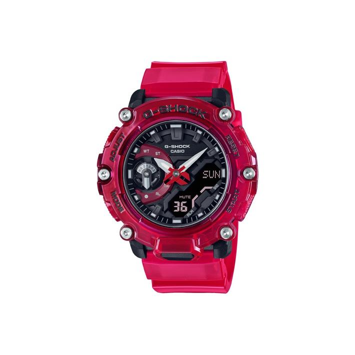 CASIO Men Black Watch GA-2200SKL-4APR Semi-Transparent Red