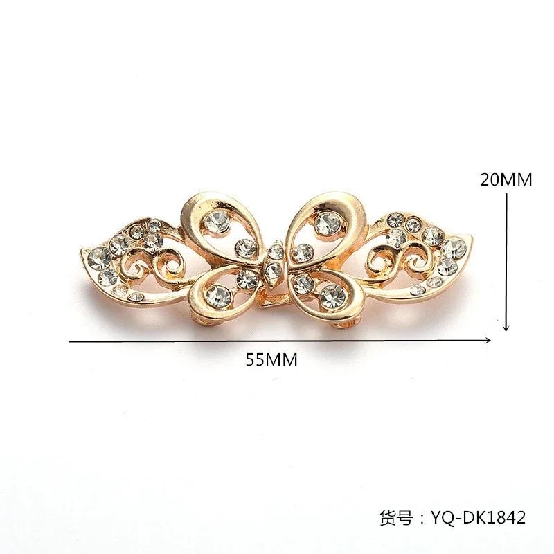 5 Pair Shiny Cheongsam Buckle Brooches Sweater Buttons Clothing Pins Crystal Cardigan Clip Cape Cloak Clasp