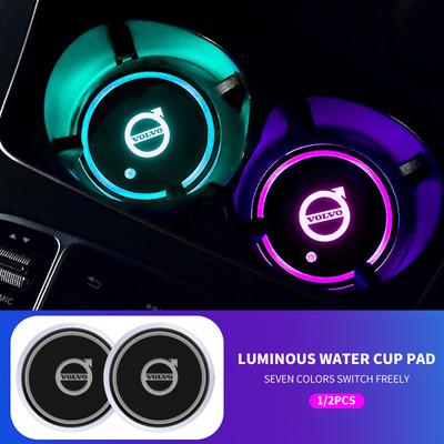 LED Luminous Car Water Cup Holder Coaster Lamps For AWD V60 V40 XC90 S60 XC60 S90 V90 CX70 XC40 C40 C70 EX90 Rdesign