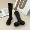Platform Women Knee High Boots Fashion Back Zippers Shoes Autumn Winter Thick Heel Ladies Knight Long Booties