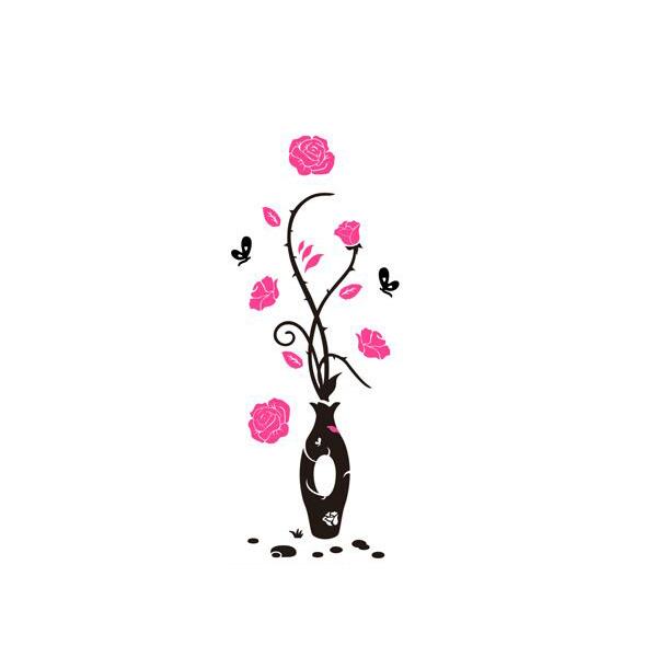 Rose Vase Acrylic Mirror Wall Stickers Plum Blossom DIY Art Wall Decal Living Room Bedroom Home Flower Wallpaper Decor