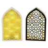 LED Lighted Eid Wood Mosque Ornament Festivals Hanging Pendant Party Supplies for Home Bedroom Living Room Decoration