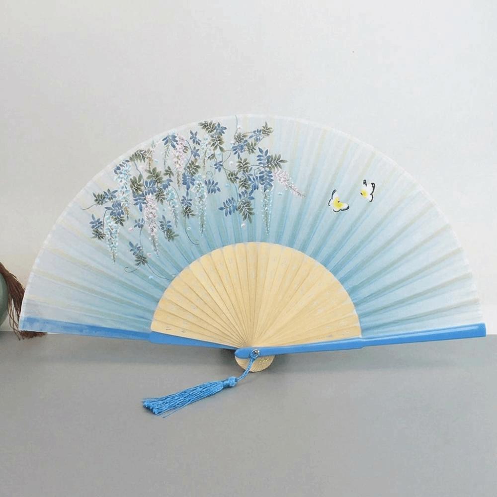 Handheld Fan Silk Bamboo Fan Floral Pattern Dance Fan Classical Vintage Folding Fan  Home Decor Style 5