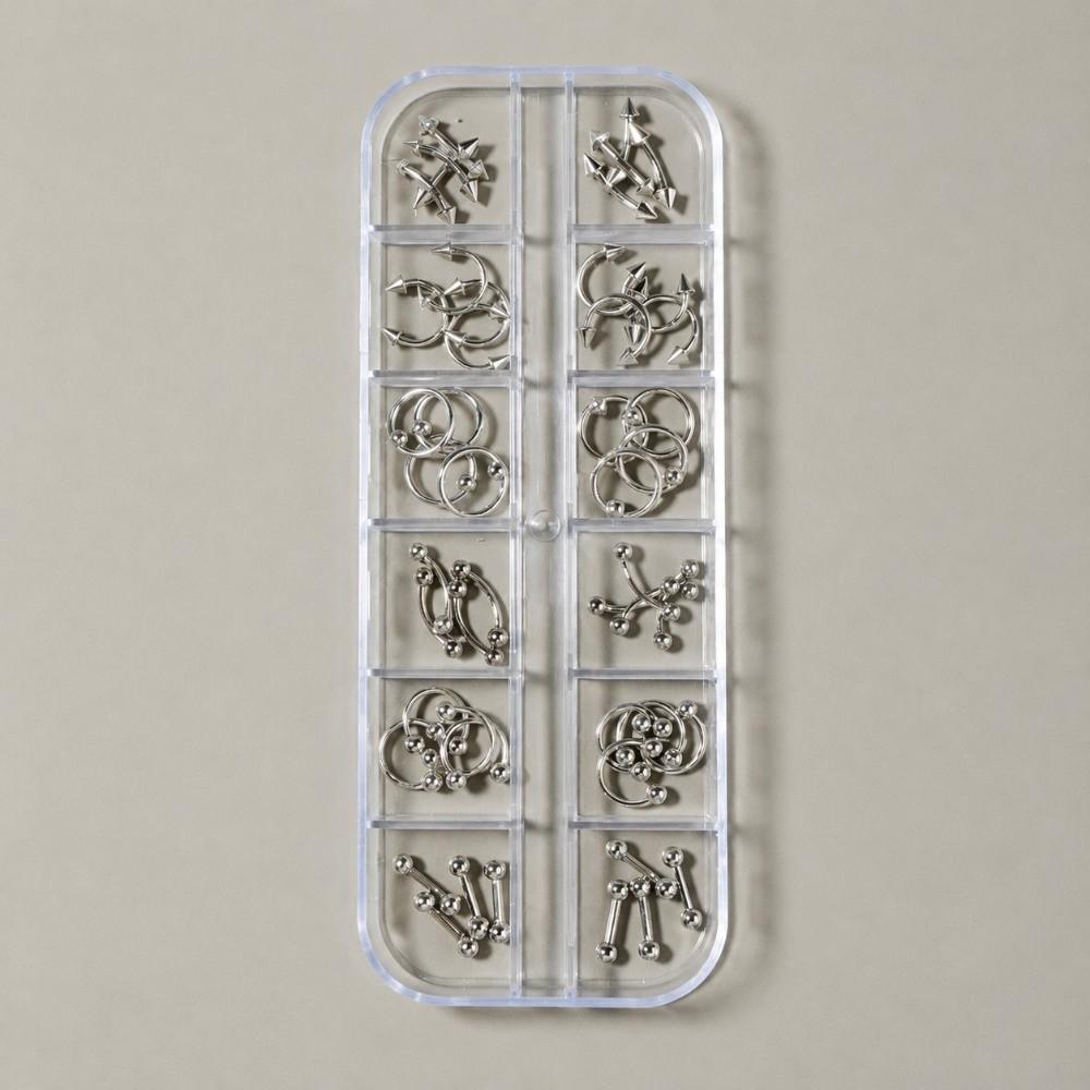 6/12 Grids Nail Art Rivets Kit Metal Nail Art Studs New Piercing Rivets Nail Charms  Gothic