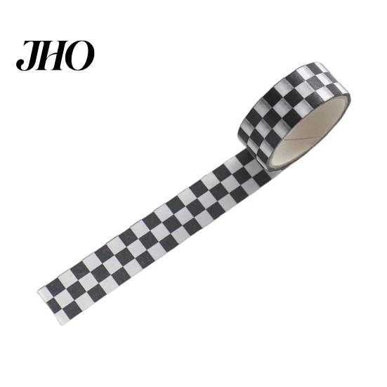 Farbiges Klebeband 1 Rolle Washi Klebend Haftend Klarer Druck Abziehbar Papier Lichtbeständig Scrapbooking Schachbrettmuster für Kinder Dekorativ