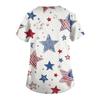 Women's Fashionable V-Neck Short-Sleeved Work Top With Pockets And Independence Day Print  Uniform