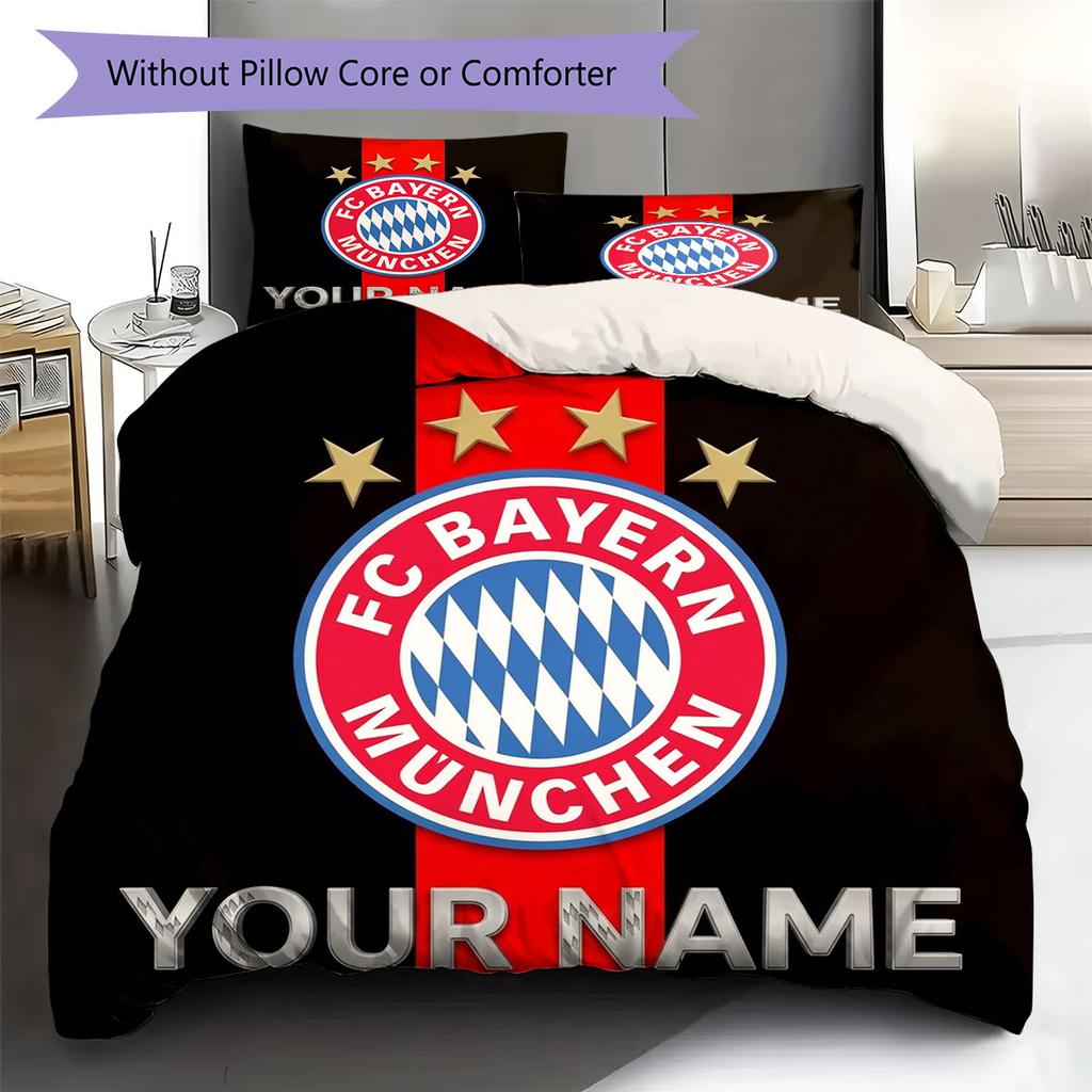 FC Bayern Munchen Custom Name Pattern Bedding,Quilt Set Quilt Cover Pillowcase Home Birthday Gift(1 * duvet cover + 2 * pillowcase, without core)