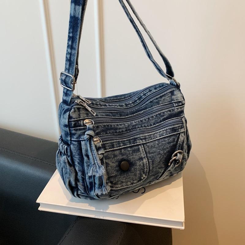 Jeans Crossbody-Tasche mit mehreren Reißverschlusstaschen, lässige Umhängetasche für Damen, für den täglichen Gebrauch und Reisen