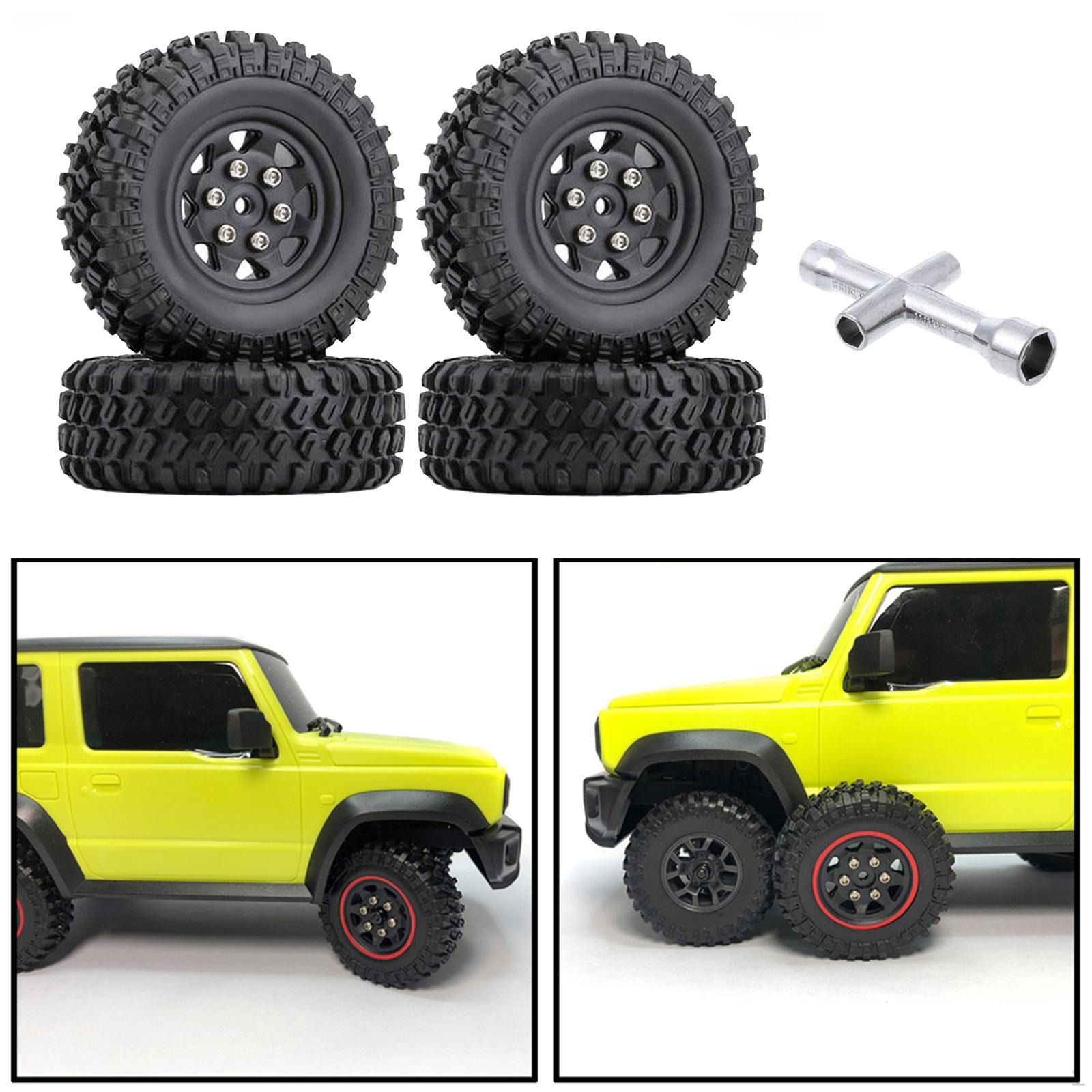 

1/16 RC Rubber Tires for Xmykc01cm Model Buggy Vehicles Car Accs DIY Black with Wrench