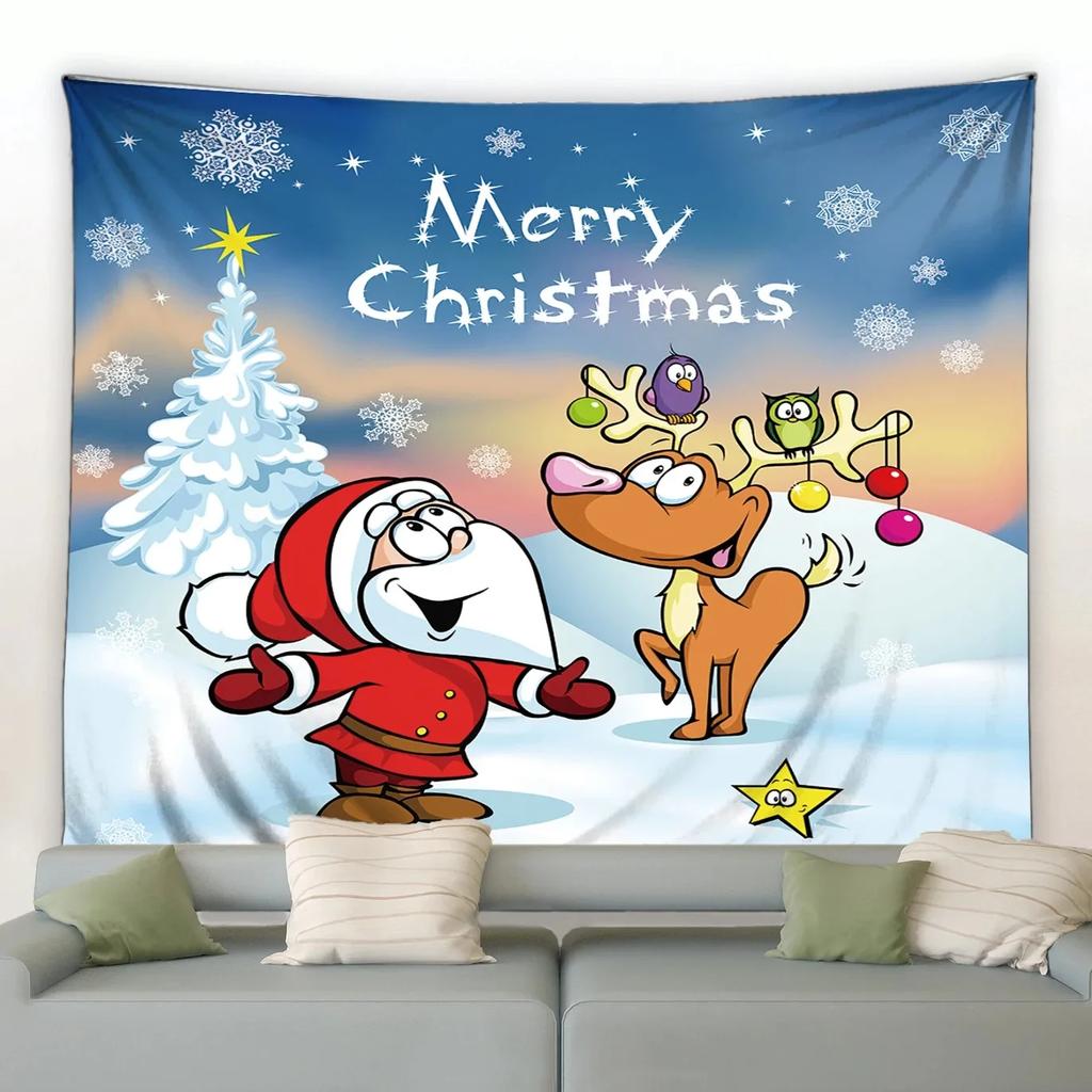 Weihnachts-Cartoon-Stil Wandteppich Schlafzimmer Wohnzimmer Zuhause Weihnachtsdekoration Wandteppich