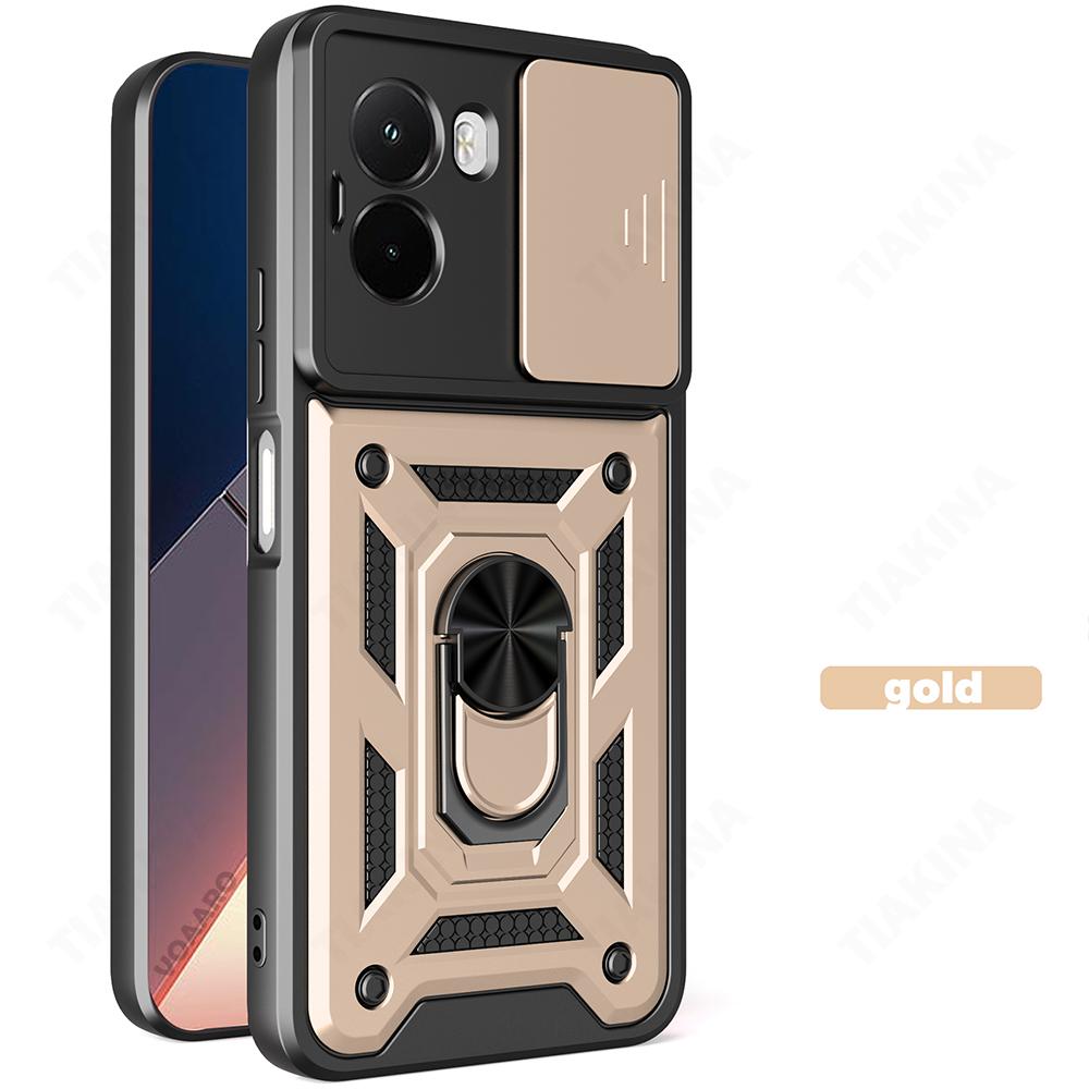 Slide Lens Armor Funda for Xiaomi POCO M7 4G Case for POCO M7 Plus 5G Case Magnetic Ring Stand Holder Cover Shockproof Capa