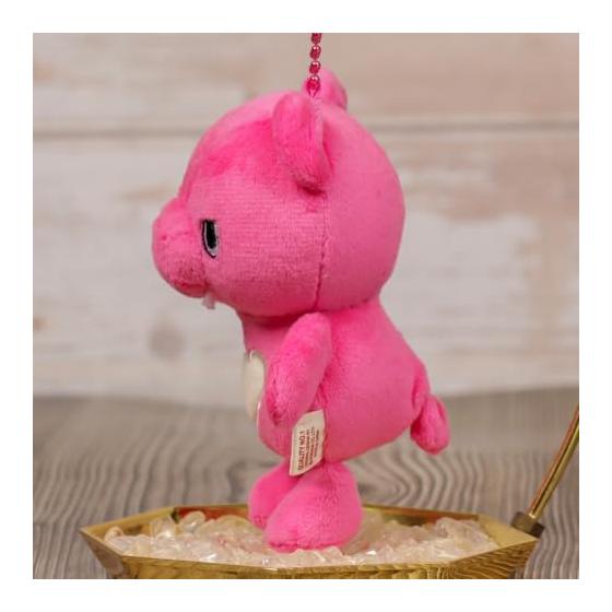 Shinada Gaburab Bear Mascot Plush Keychain, Pink, 10cm Height, Sharp Fangs, Slanted Eyes, Cool Bear Design, Lightweight, Attachable To Bags/Belts,