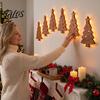 Christmas Wall Decorations 7PCS Wooden Lights, Warm LED Backlight Glowing Silhouette Holiday Art with Pendants, Rustic Style Decorative Hanging