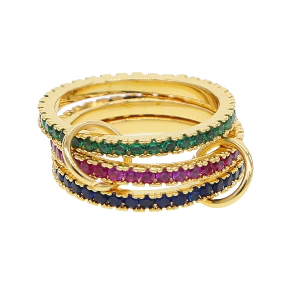 2026 Neue Spinelli Stapelbare Verlobungsringe Für Damen Iced Out Mikropflaster 5A Zirkonia Mix Farbe Mehrere Teile Stapel Finger Schmuck