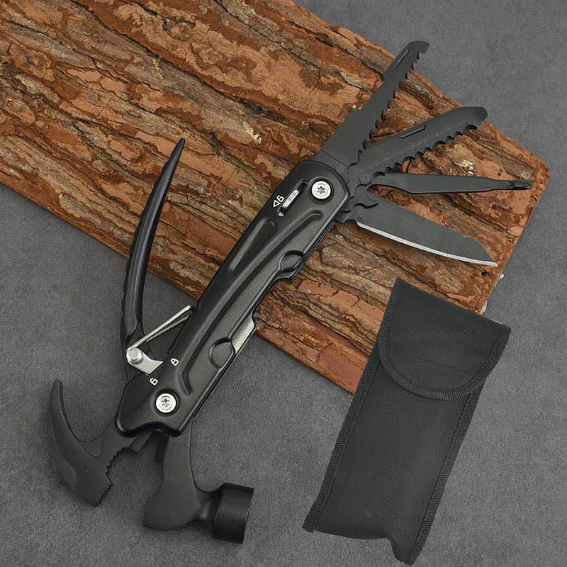 Multifunktionale Outdoor-Zange aus Edelstahl mit Glasbrecher & Überlebenshammerkopf