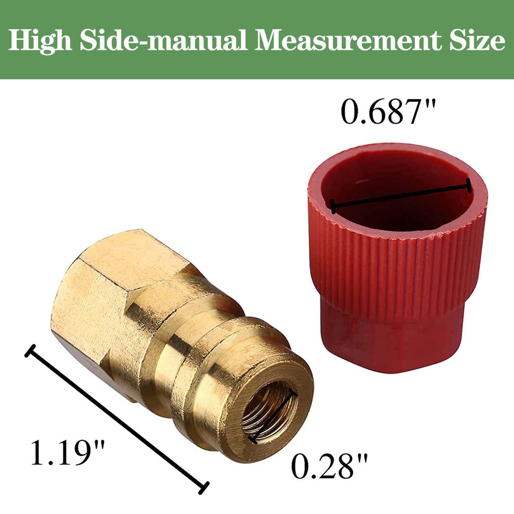 1Pair R12 R22 To R134a Adapter R12 To R134a High Low Side Retrofits Adapters Fittings Conversion Kit 1/4 SAE To 7/16 In UNF