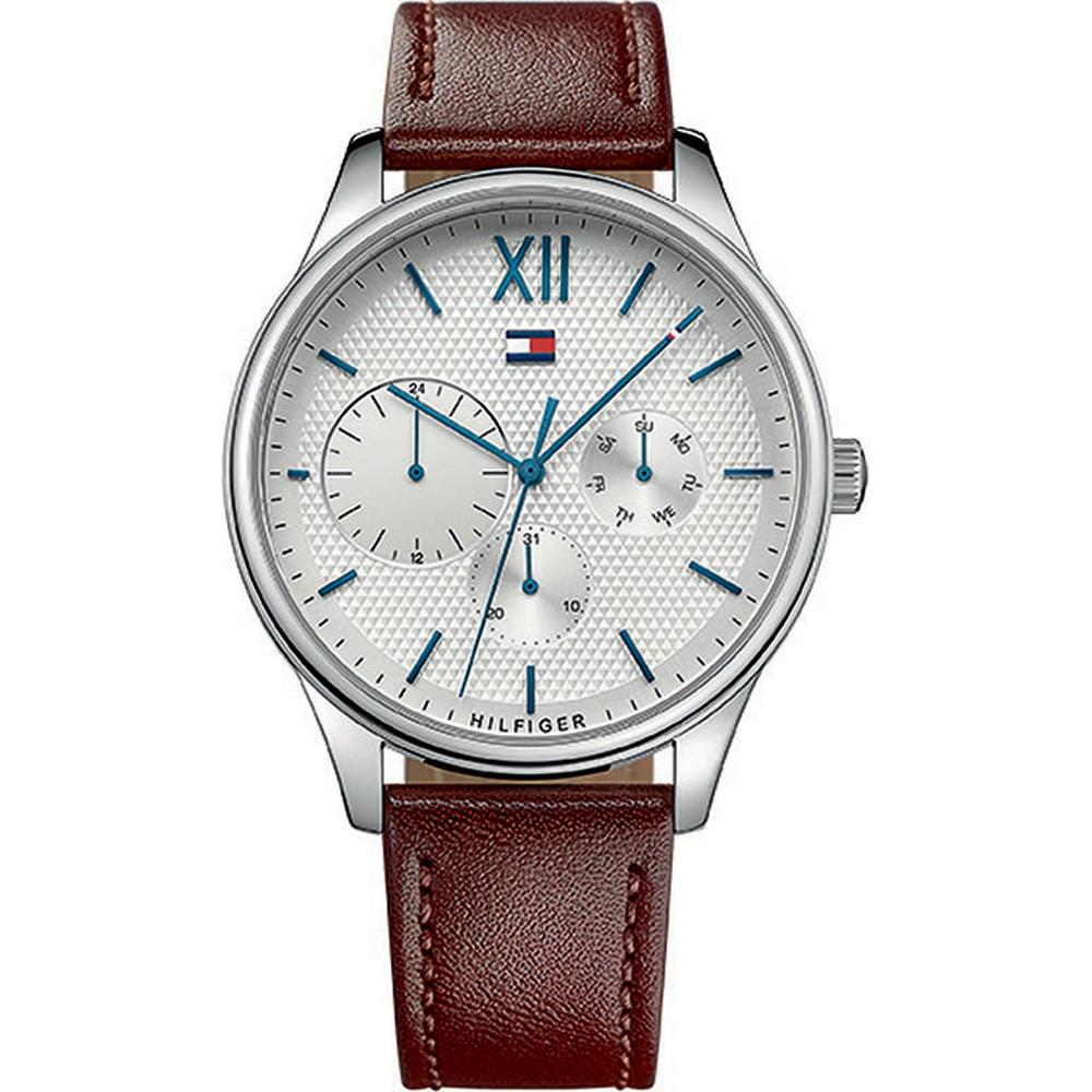 

Tommy Hilfiger Damon White Dial Brown Leather Strap Men s Quartz Watch 1791418 белый