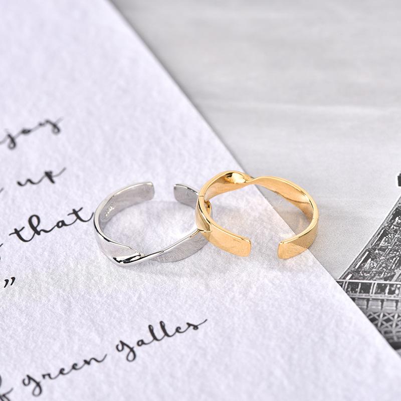 Minimalist Geometric Twisted Open Ring For Women Niche Design Cool Simple Fashion Personality Band