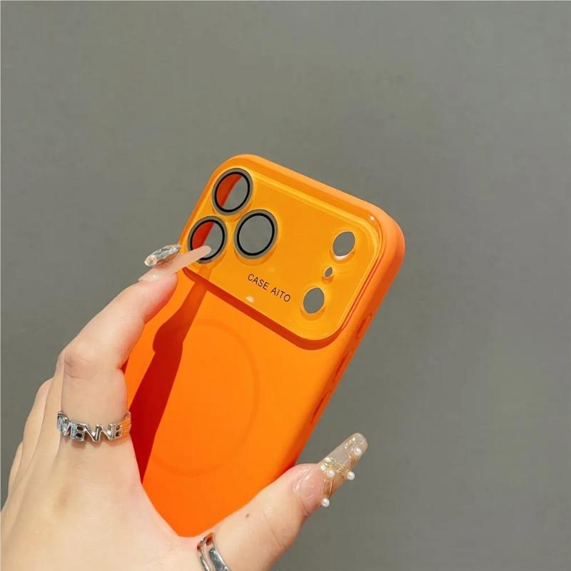 Large Window Magnetic Liquid Silicone Case For iPhone 17 Air 16 15 14 13 Pro Max For Magsafe Wireless Charge Matte Protect Cover