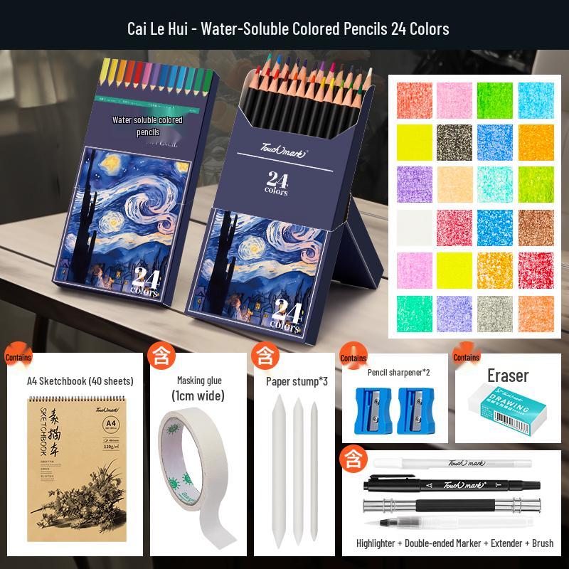 

Touchmark Water-Soluble Oil-Based Colored Pencils - 60 Adult & 48 Kids Colors for Art Students