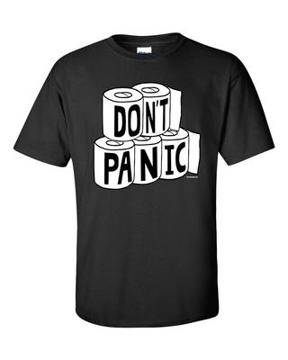 Funny Don't Panic Toilet Paper Shortage Epidemic Unisex Adult Short Sleeve