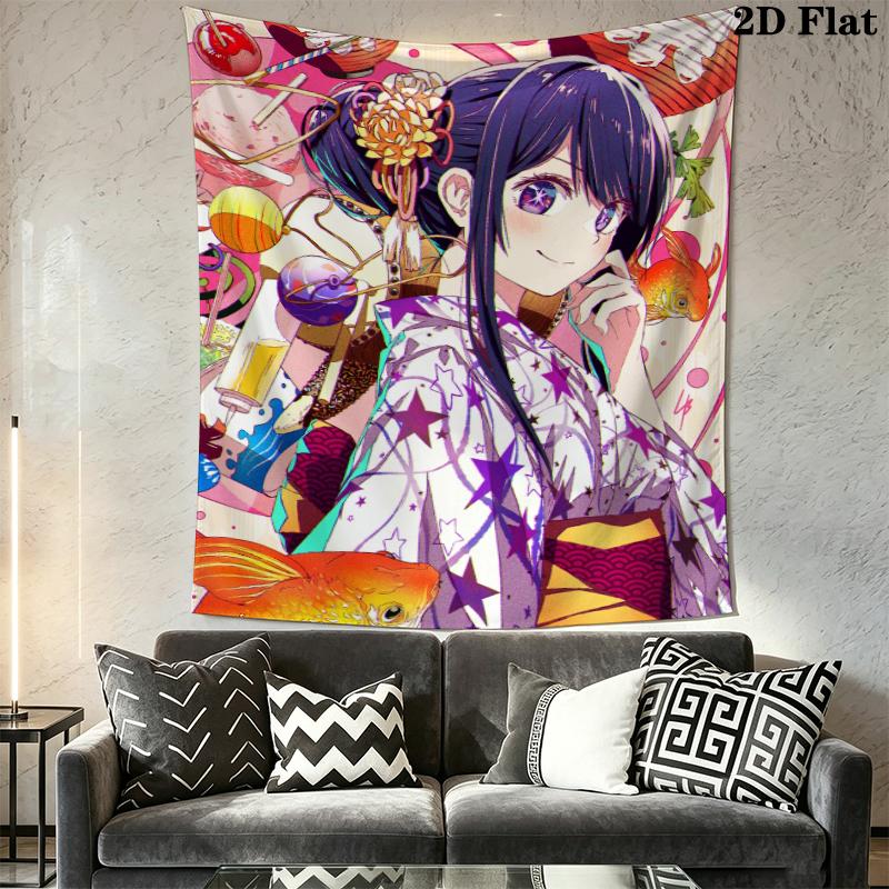 Oshi no K Wall Tapestry Aesthetic Wall Hanging Printed Fabric Blanket Decorative Tapestries for Bedroom Living Room Home Decor