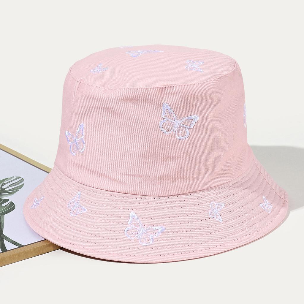 Unisex Fashion Embroidered Bucket Hat Adjustable Wide Brim Summer Fisherman Cap for Women Teens Girls