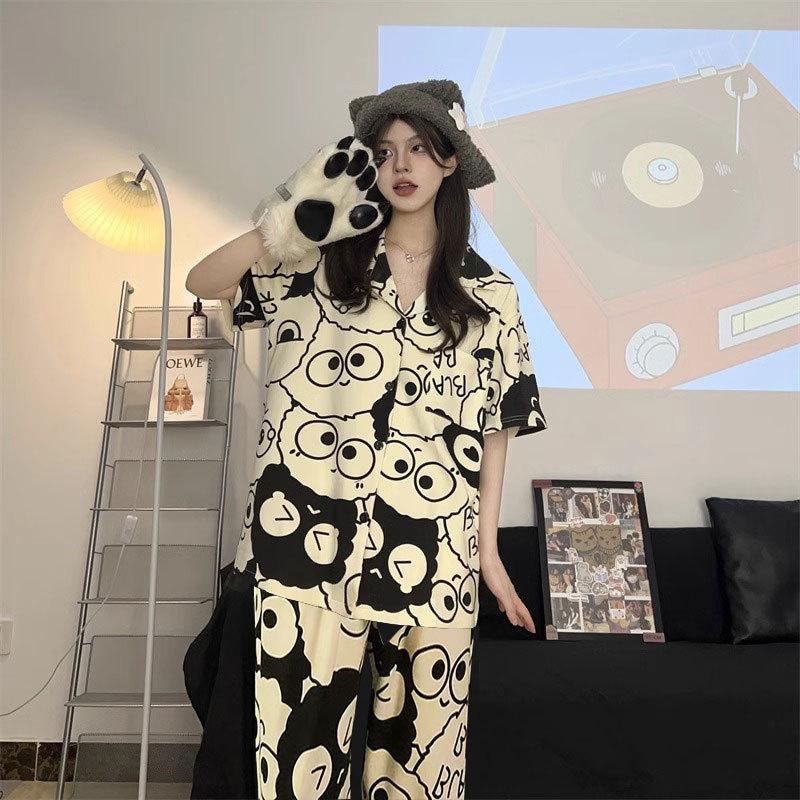 Pajamas Women's Summer Short-sleeved Gentle Wind Simple High-value Casual Women's Short-sleeved Loungewear Set