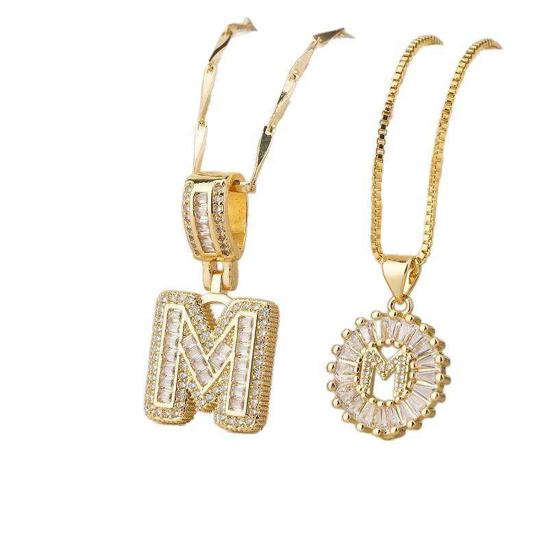 Heiß verkaufte Zirkon-Buchstabenkette: 26 Englische Buchstaben, Einfaches Mode-Design, Kupfer Schlüsselbein-Kette