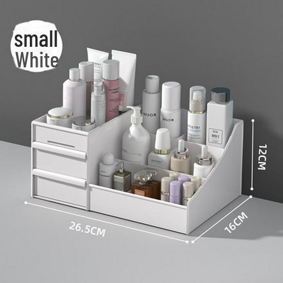 

Большая вместительная коробка для хранения косметики для губной помады и средств по уходу за кожей на туалетном столике 26.5*16*12cm белый
